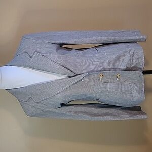 PART TWO Classic Blue & White 'Railroad' Stripe Pattern Cotton Blazer